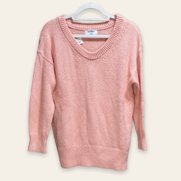 NWT Old Navy Pink Oversized Voop-Neck Tunic Sweater - Picture 2 of 7